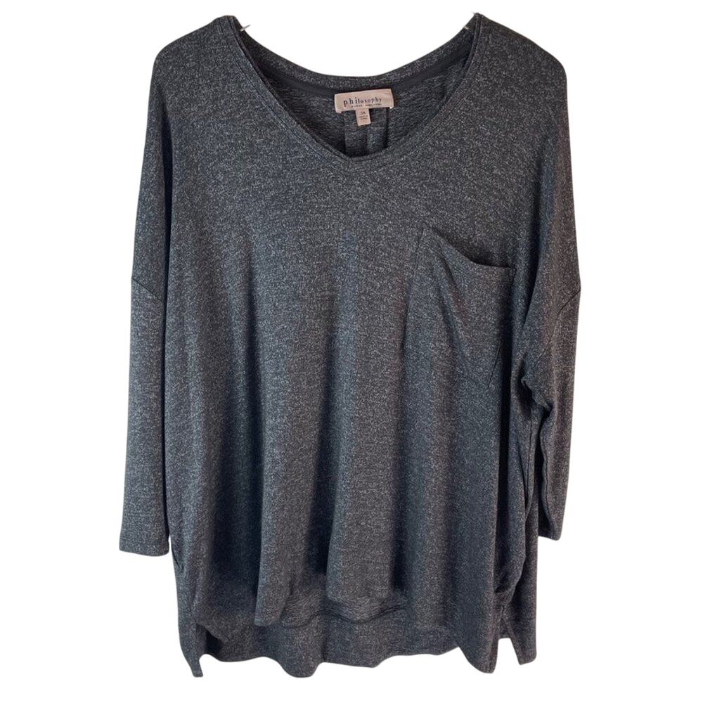 Philosophy Gray V-Neckline Knit Top Size 3X